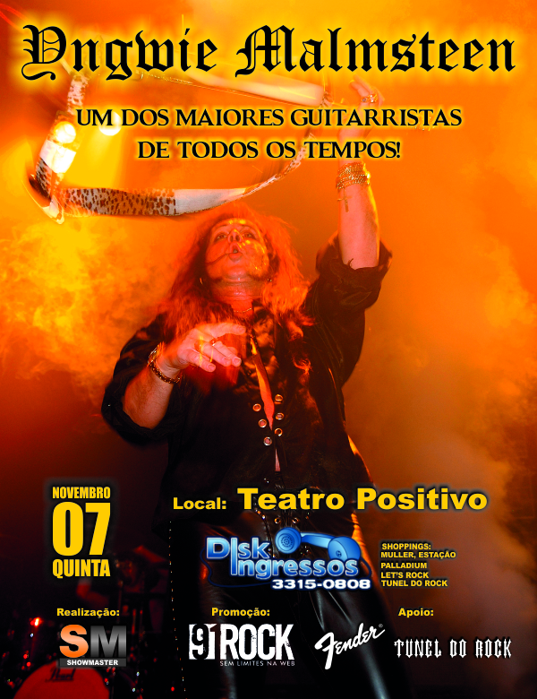 YNGWIE MALMSTEEN: Ícone da guitarra inicia turnê sul-americana em Curitiba